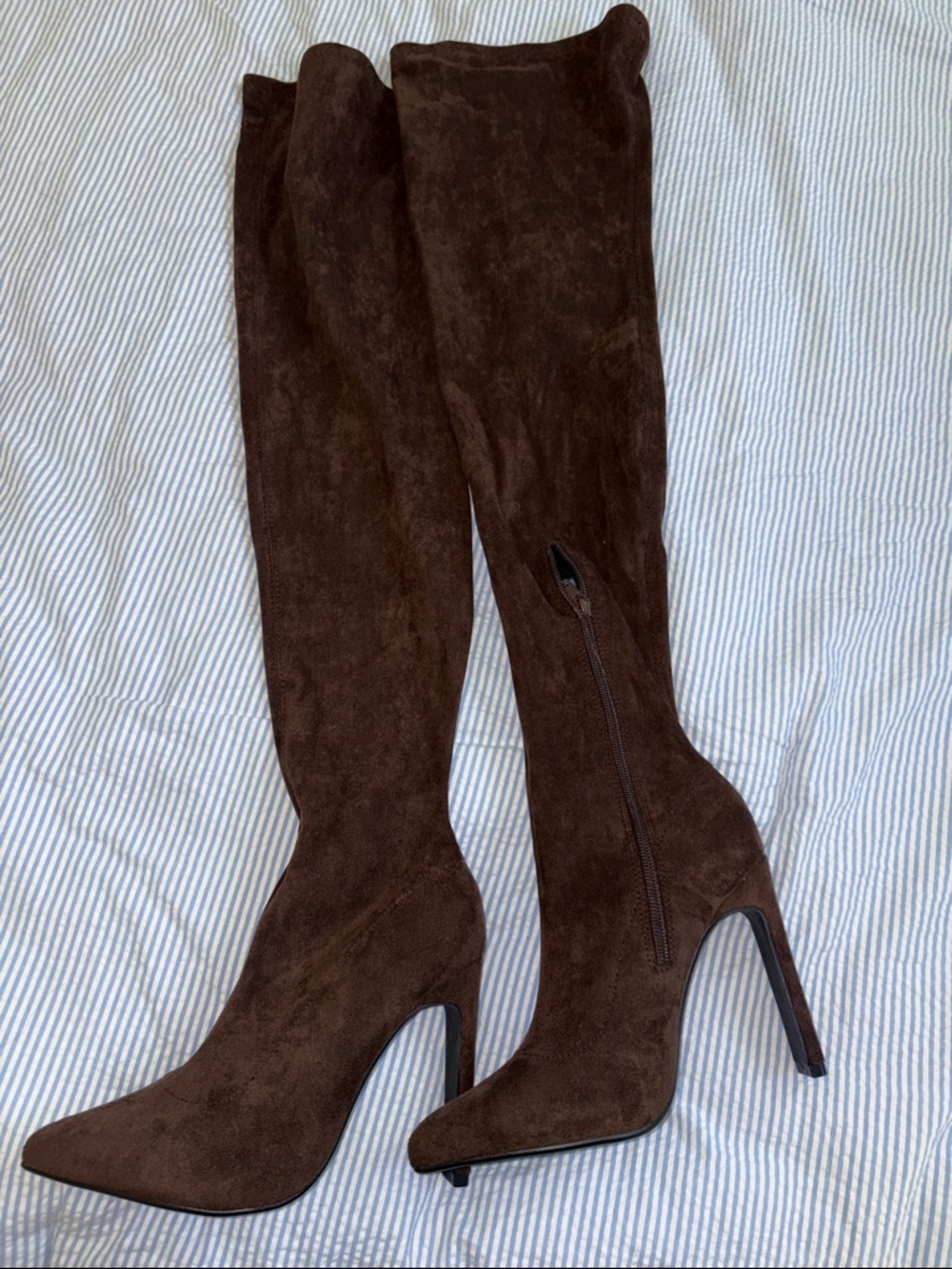 Forever 21 Dark Brown Suede Over-the-Knee Stiletto Boots